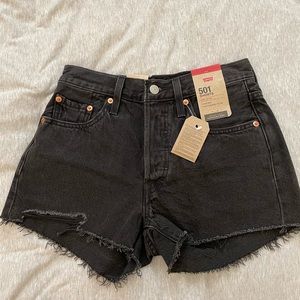 501 Levi black jean shorts with tags